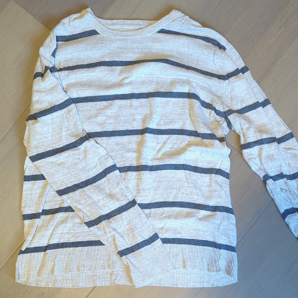 Structure Men's Slim Fit Sweater in Gray and Cream